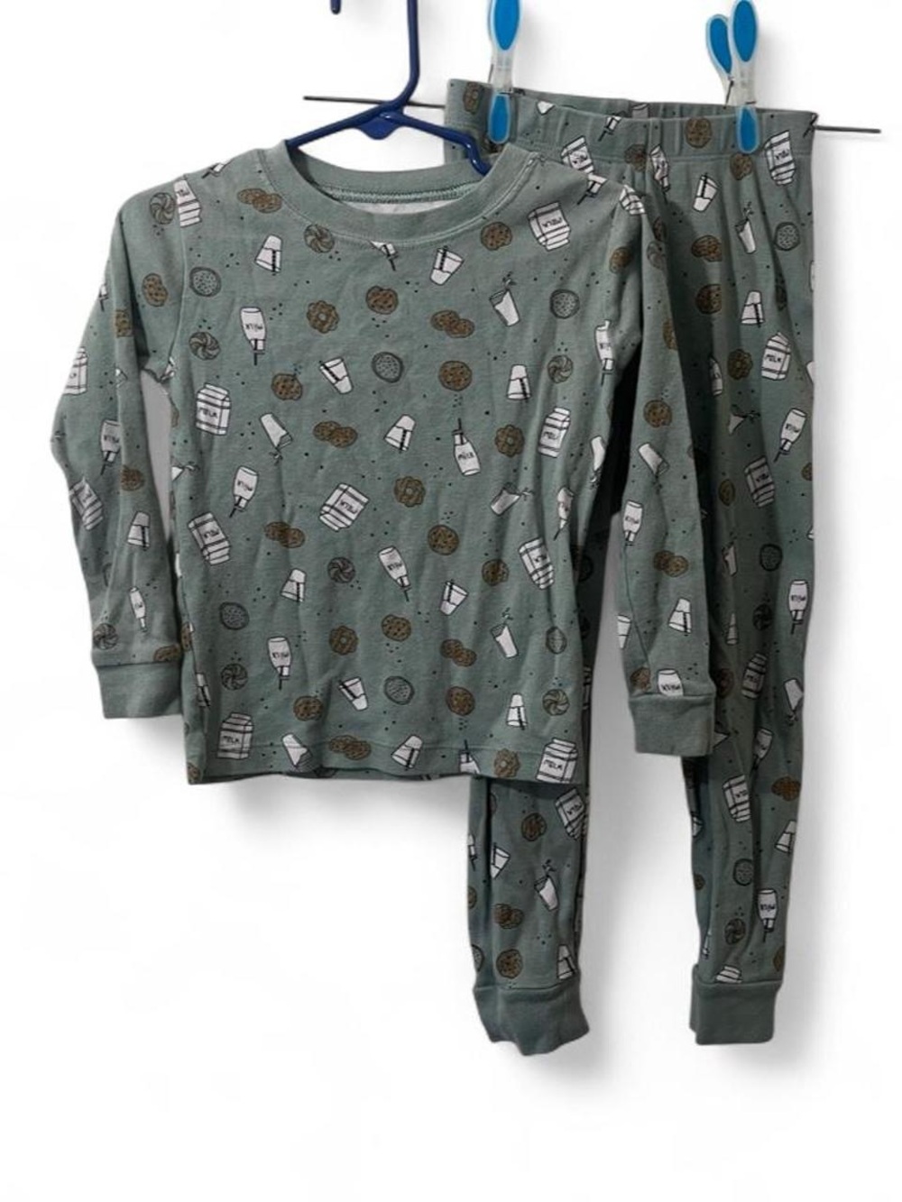 Toddler Boy Girl 4T 2 Piece Pajama Set Long Sleeve Pants Milk & Cookies Unisex